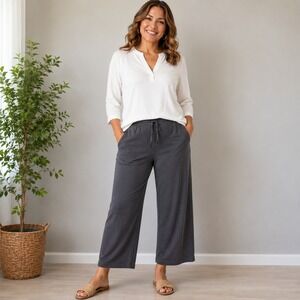 Pure Jill J. Jill Flagstone Grey Pima Cotton Modal Cropped Knit Pants 1X NEW